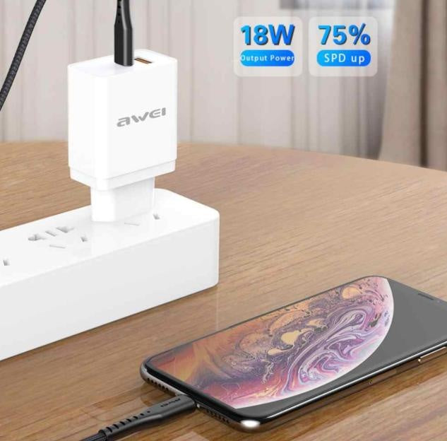 Awei Fast charging cable PD3.0 Type-C to Lightning Data Cable for iPhone/iPad Deals499