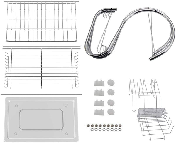 CARLA HOME 2 Tier Dish Rack with Drain Board for Kitchen Counter and Plated Chrome Dish Dryer Silver 42 x 25,5 x 38 cm Deals499