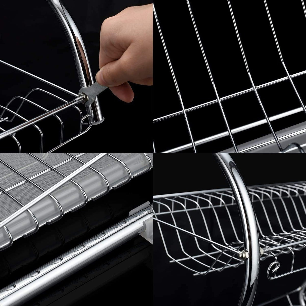 CARLA HOME 2 Tier Dish Rack with Drain Board for Kitchen Counter and Plated Chrome Dish Dryer Silver 42 x 25,5 x 38 cm Deals499