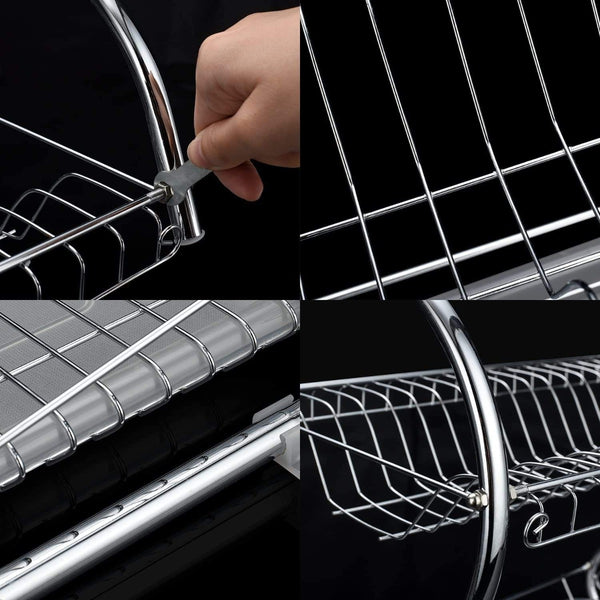 CARLA HOME 2 Tier Dish Rack with Drain Board for Kitchen Counter and Plated Chrome Dish Dryer Silver 42 x 25,5 x 38 cm Deals499
