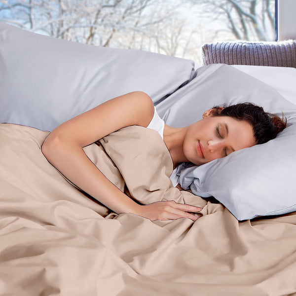 DreamZ 198x122cm Cotton Anti Anxiety Weighted Blanket Cover Protector Beige DreamZ