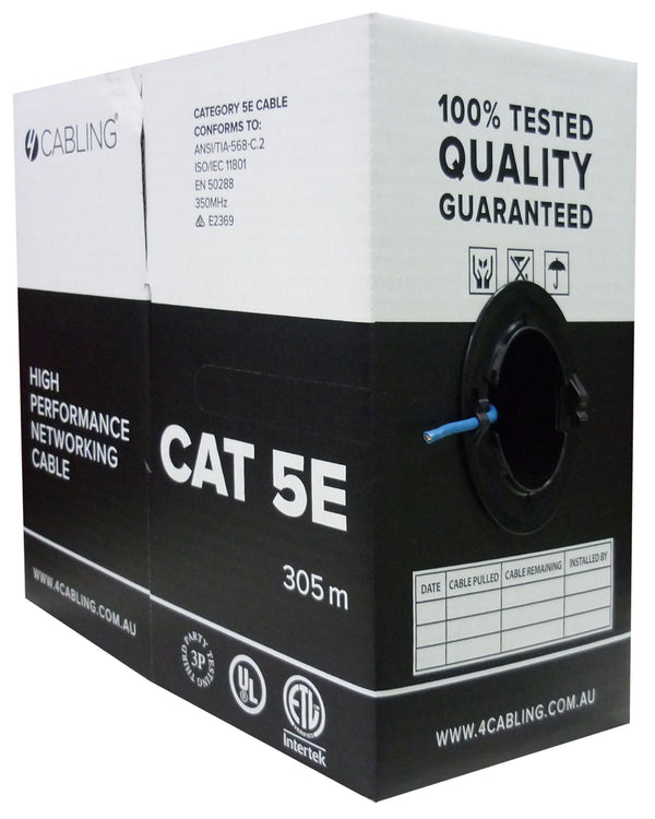 Cat 5E Ethernet Cable Reel Box with Solid Conductors. 305m Pull Box. Blue Deals499