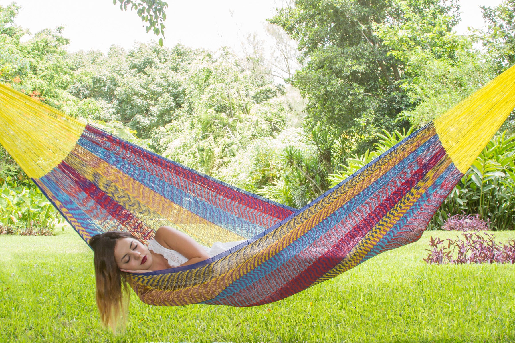Mayan Legacy Queen Size Cotton Mexican Hammock in Confeti Colour Deals499