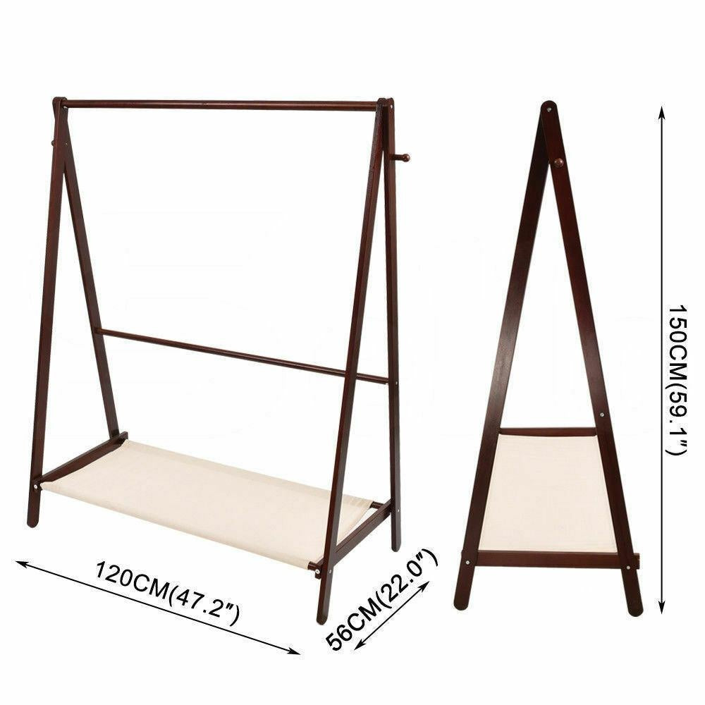Levede Clothes Stand Garment Dyring Rack Hanger Organiser Wooden Free Standing Deals499