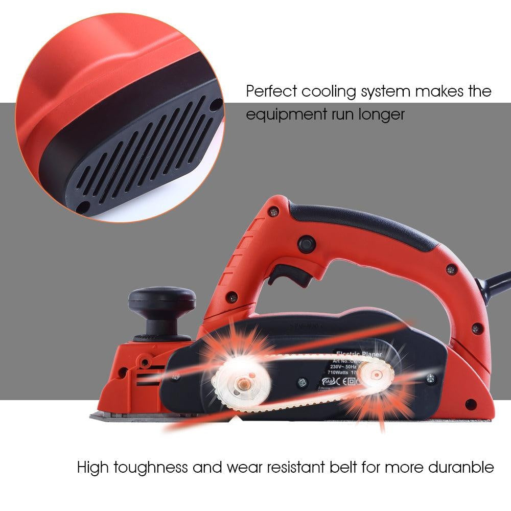 Traderight 710W Electric Wood Planer Door Plane Hand Held Woodworking Blade Only Deals499
