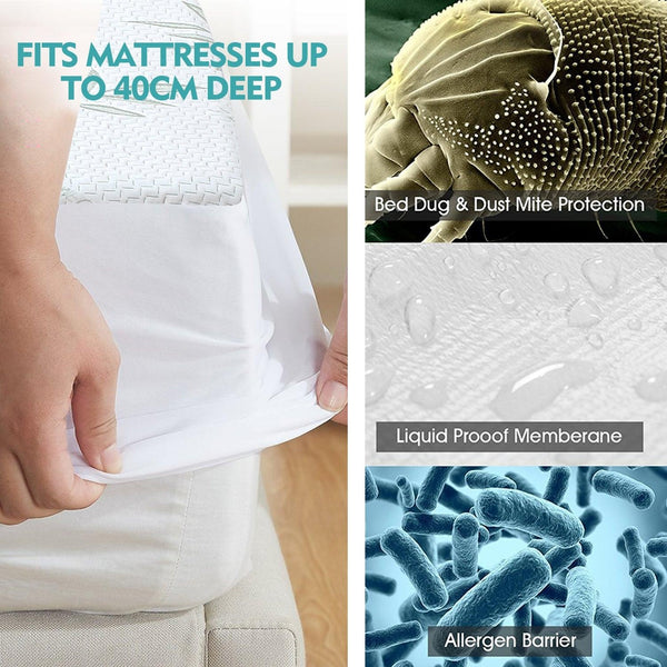 DreamZ Fitted Waterproof Bed Mattress Protectors Covers Single Deals499