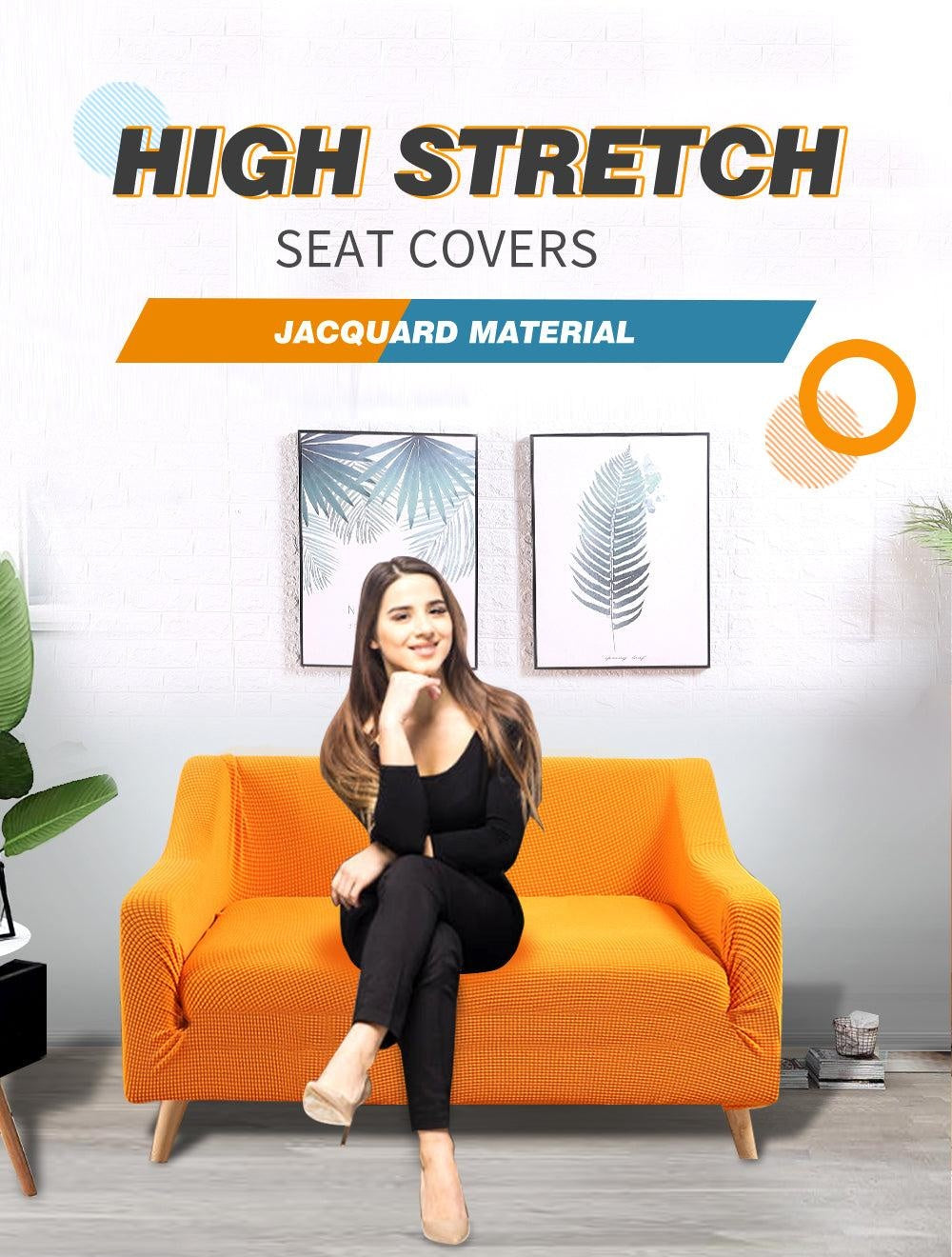 DreamZ Couch Stretch Sofa Lounge Cover Protector Slipcover 2 Seater Orange Deals499