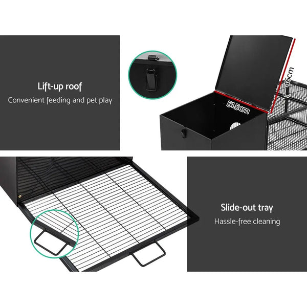 i.Pet Rabbit Cage Hutch Cages Indoor Outdoor Hamster Enclosure Pet Metal Carrier 122CM Length Deals499