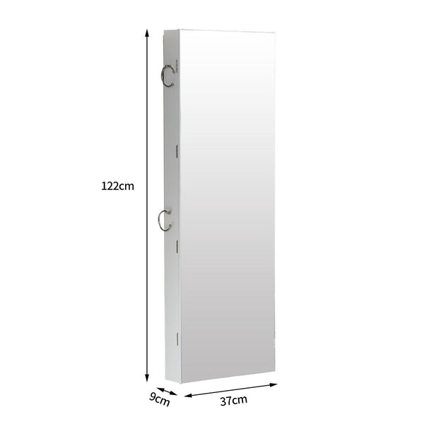 Levede Wall Mounted or Hang Over Mirror Jewellery Cabinet with LED Light White Deals499