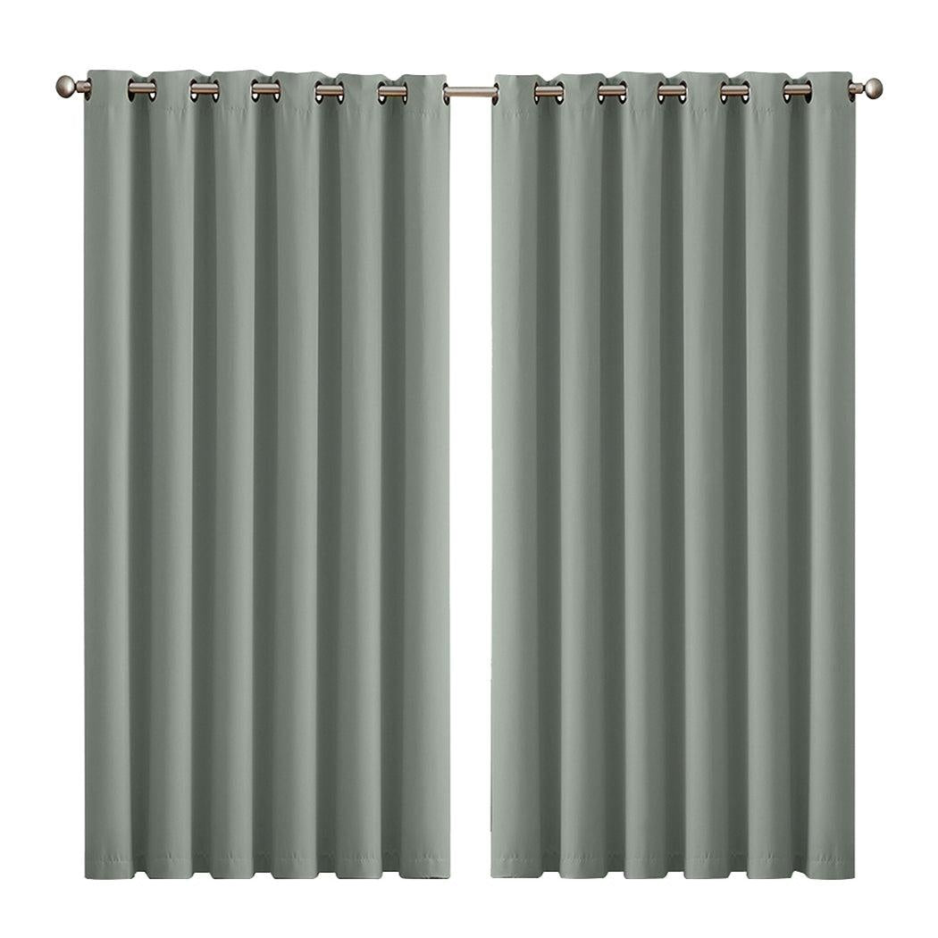 2x Blockout Curtains Panels 3 Layers Eyelet Room Darkening 240x230cm Grey Deals499