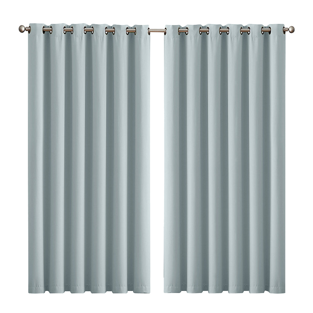 2x Blockout Curtains Panels 3 Layers Eyelet Room Darkening 240x230cm Green Deals499