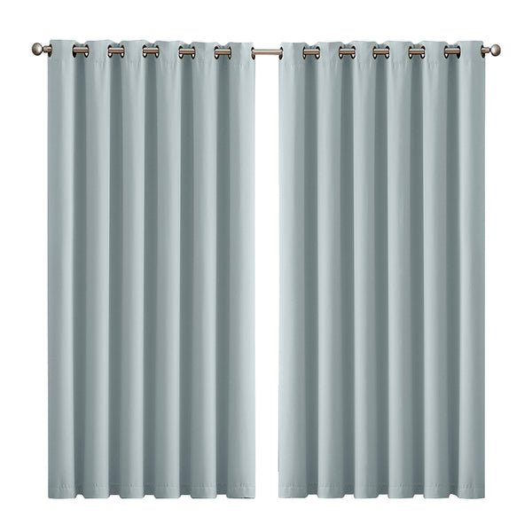 2x Blockout Curtains Panels 3 Layers Eyelet Room Darkening 240x230cm Green Deals499