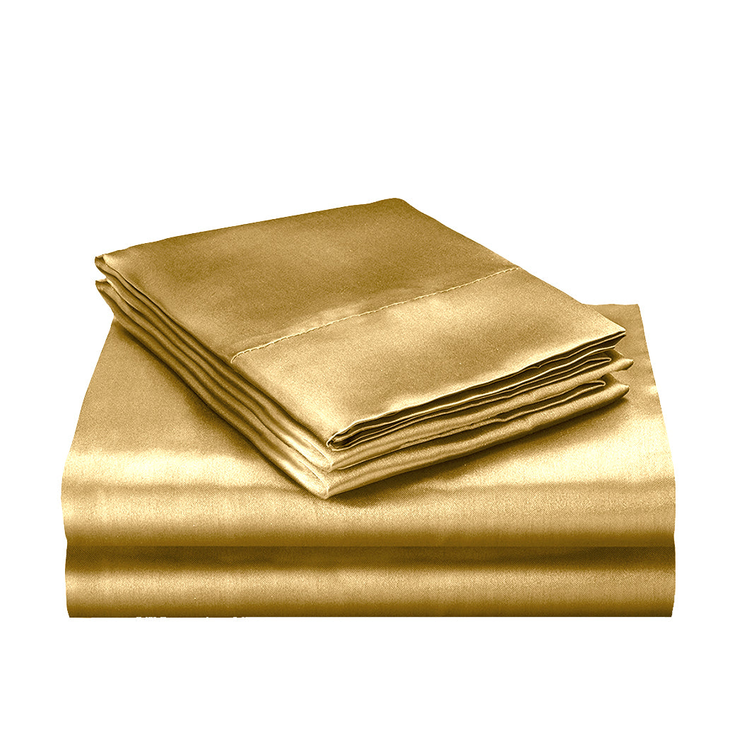 DreamZ Silk Satin Quilt Duvet Cover Set in Single Size in Champagne Colour Deals499