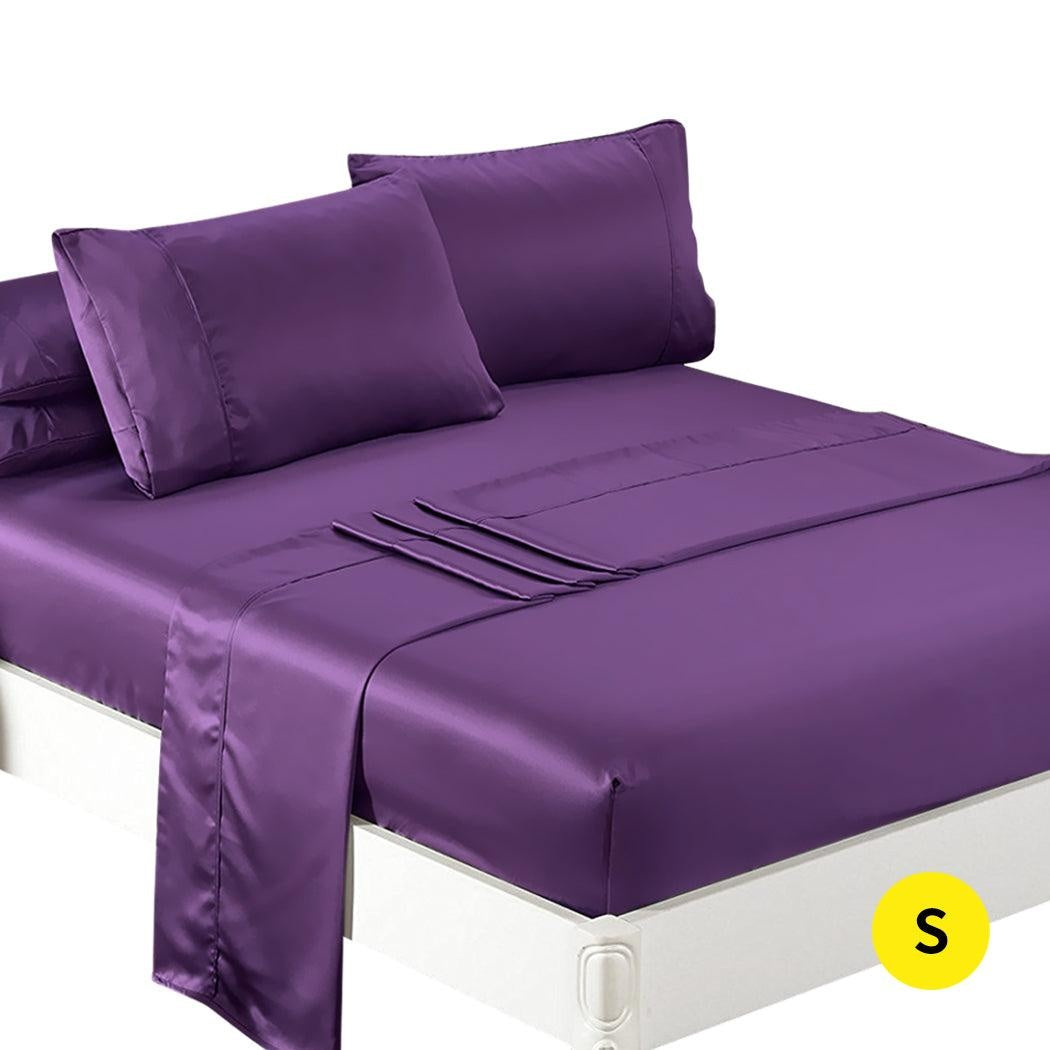 DreamZ Ultra Soft Silky Satin Bed Sheet Set in Single Size in Purple Colour Deals499