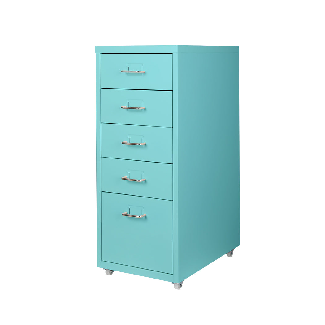 5 Drawers Portable Cabinet Rack Storage Steel Stackable Organiser Stand Blue Deals499