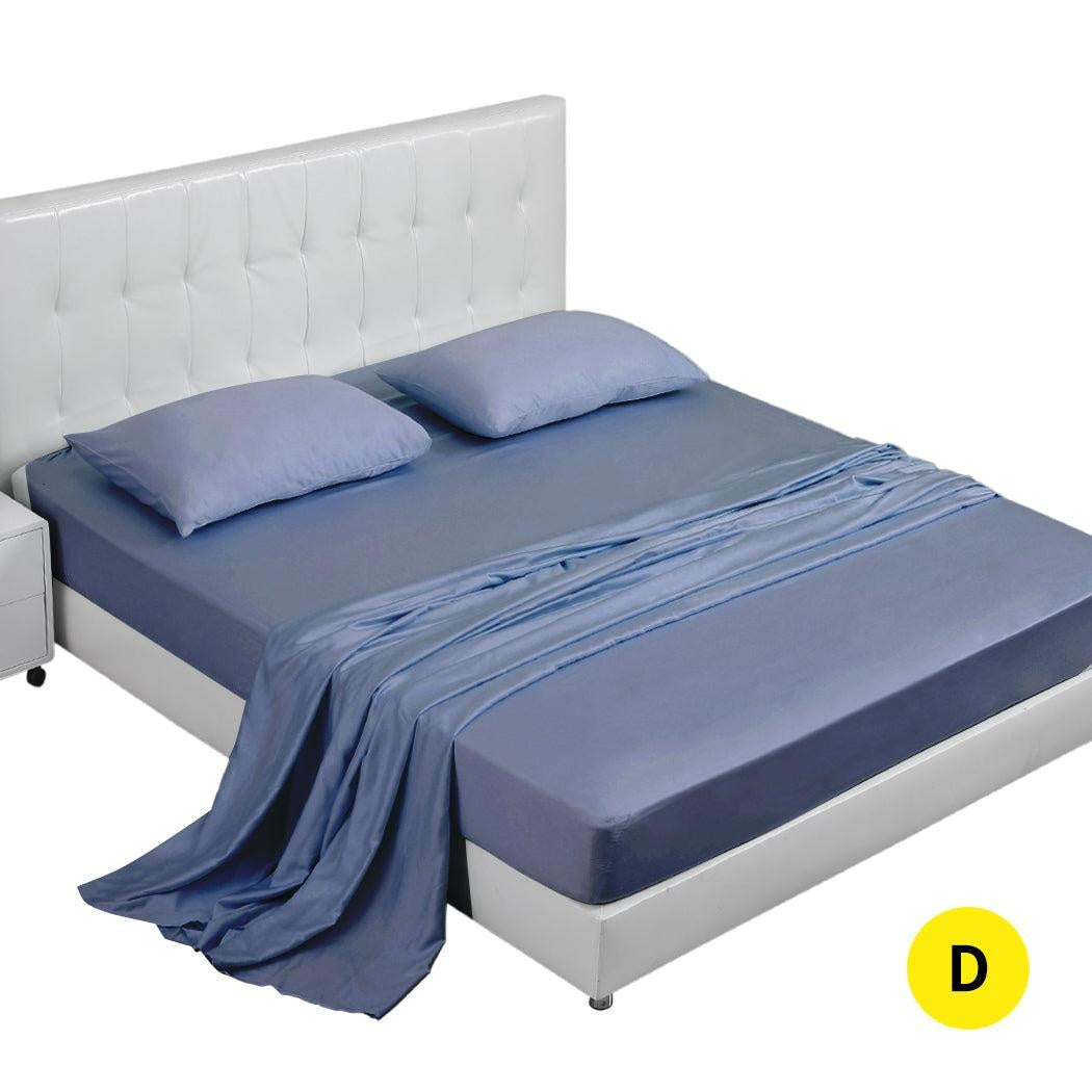 DreamZ 4 Pcs Natural Bamboo Cotton Bed Sheet Set Size Double Bluish Grey Deals499
