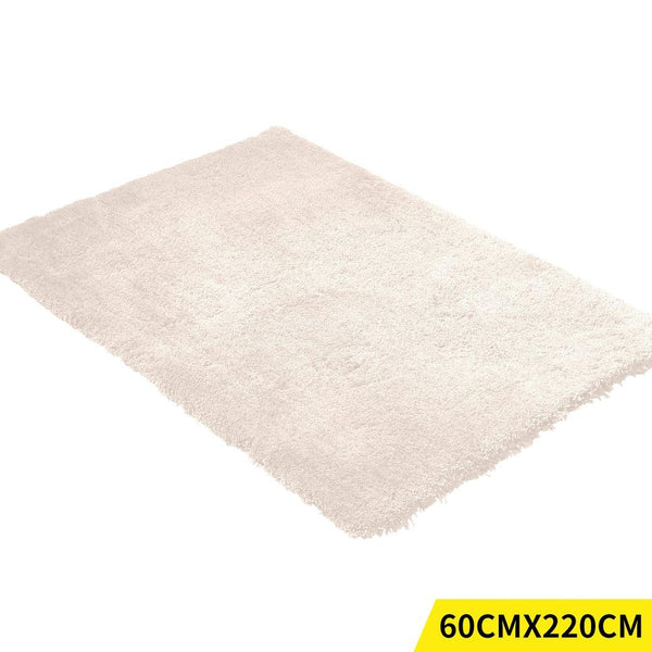Ultra Soft Anti Slip Rectangle Plush Shaggy Floor Rug Carpet in Beige 60x220cm Deals499