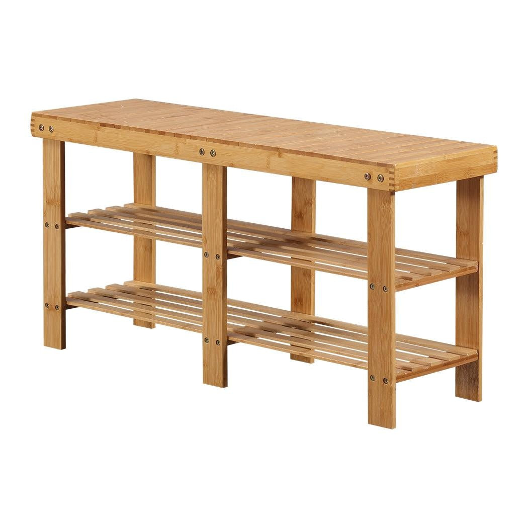Bamboo Shoe Rack Stand Bench 3 Tier Cabinet Shoes Storage Shelf Organiser 88cm Deals499