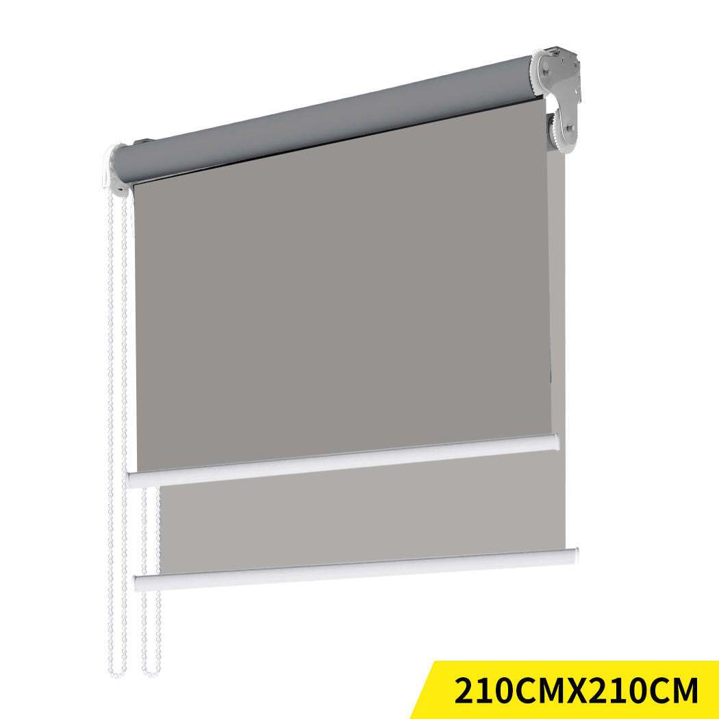 Modern Day/Night Double Roller Blinds Commercial Quality 210x210cm Grey Grey Deals499