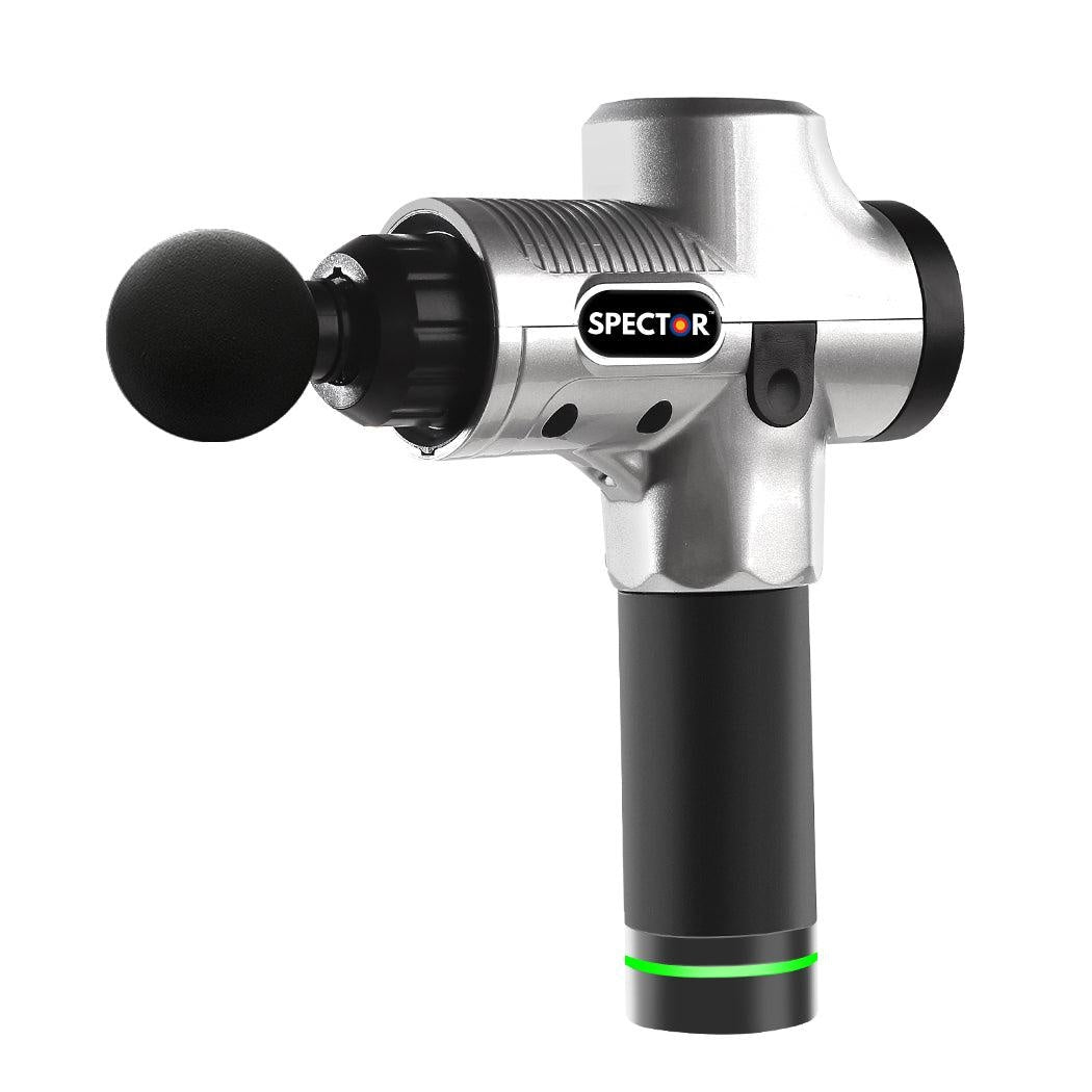 Massage Gun Electric Massager Vibration Muscle Therapy 4 Heads Percussion Silver Deals499
