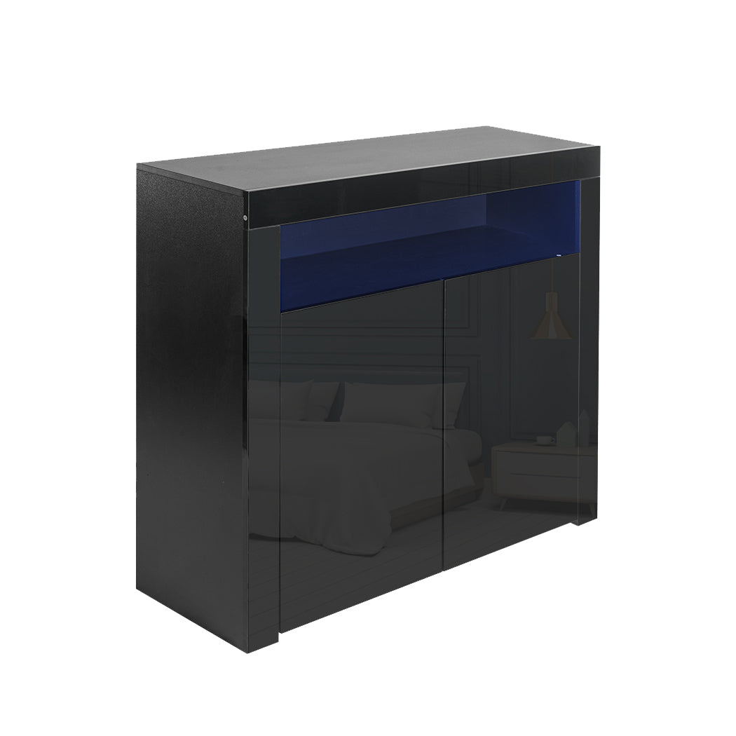 Levede Buffet Sideboard Storage Cabinet Modern High Gloss Furniture LED Black Deals499