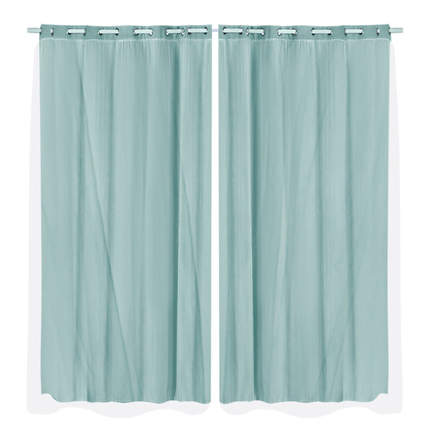 2x Blockout Curtains Panels 3 Layers with Gauze Room Darkening 240x230cm Aqua Deals499