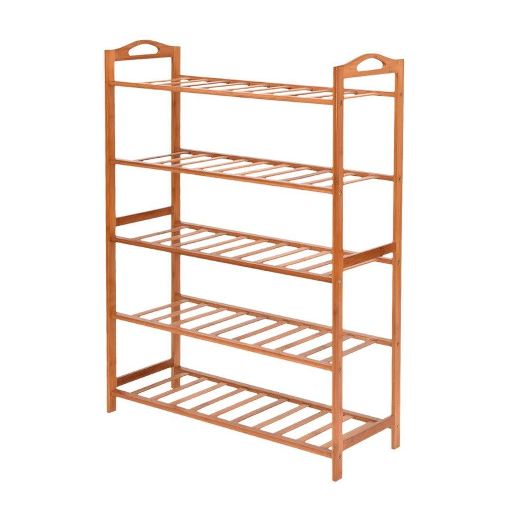 Levede 5 Tiers Bamboo Shoe Rack Storage Organizer Wooden Shelf Stand Shelves Deals499