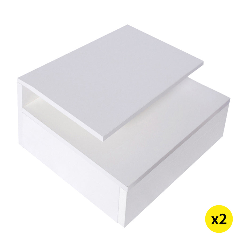 Levede Bedside Tables LED Wall Mounted Cabinet Side Table Floating Nightstand X2 Deals499