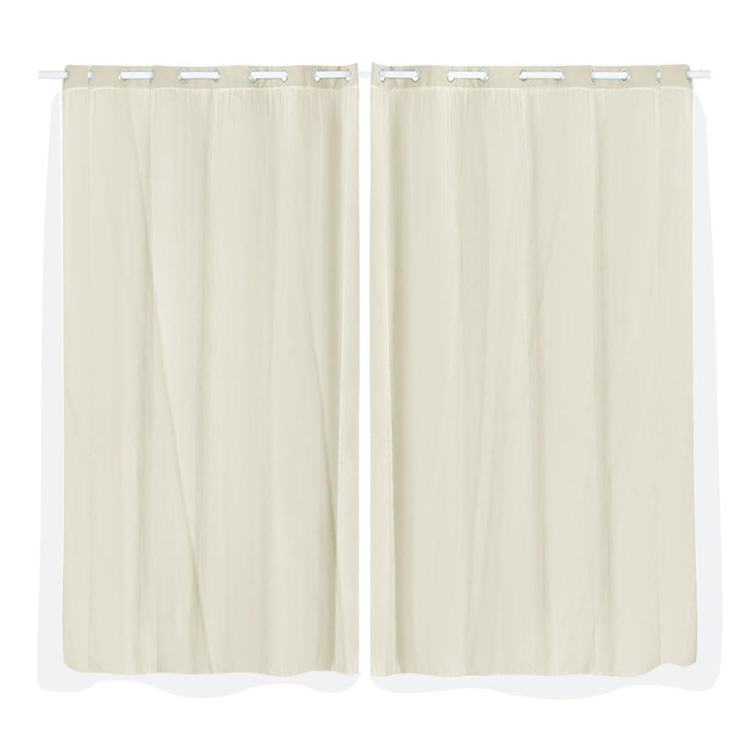 2x Blockout Curtains Panels 3 Layers with Gauze Room Darkening 180x230cm Sand Deals499