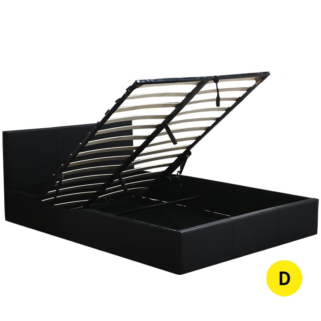Levede Bed Frame Gas Lift Premium Leather Base Mattress Storage Double Black Deals499