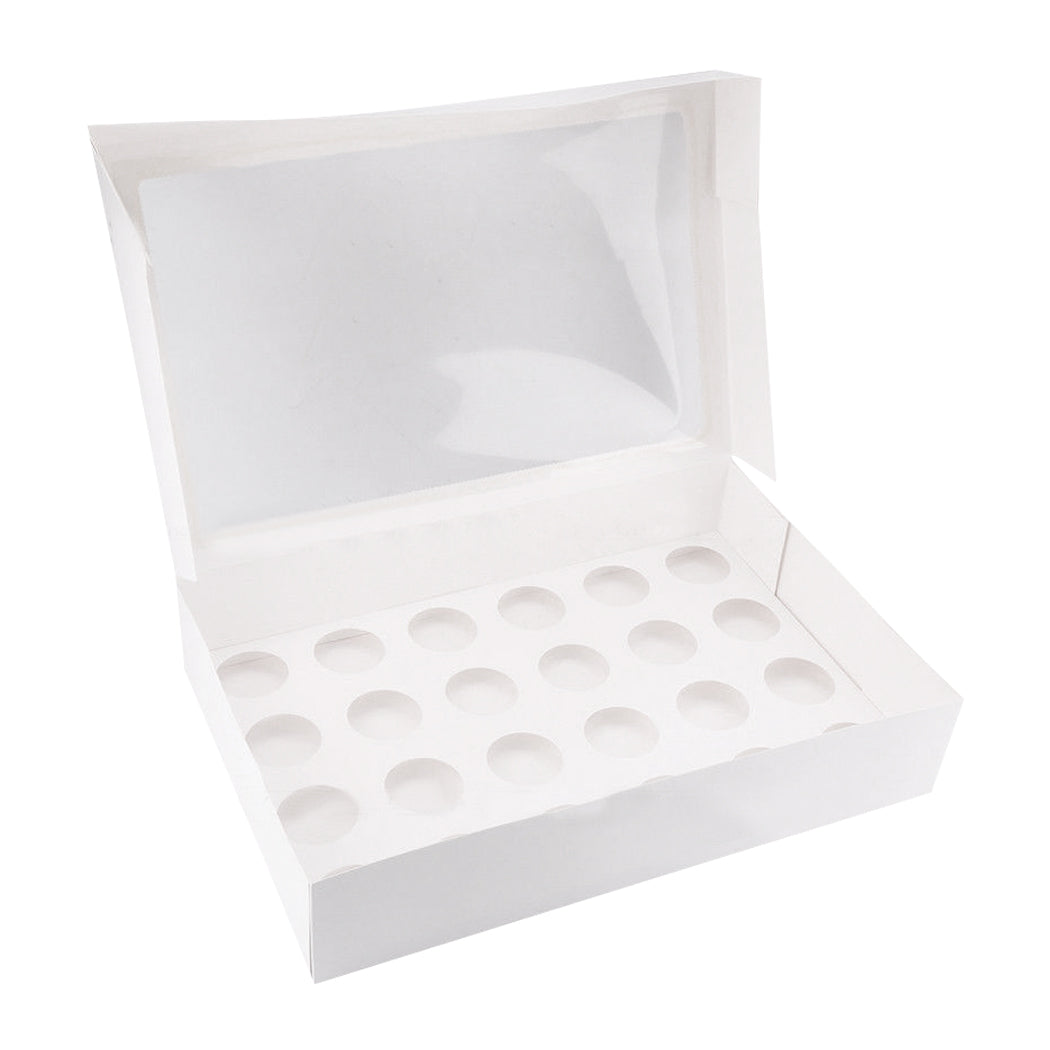 24 Holes Cupcake Boxes 5/20 Pk Window Face With Inserts Cake Boxes Board Deals499