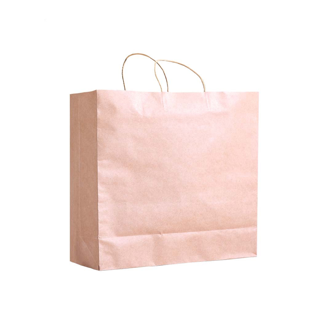 50x Brown Paper Bag Kraft Eco Recyclable Gift Carry Shopping Retail Bags Handles Deals499
