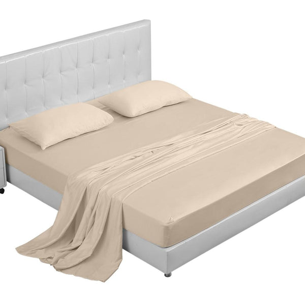 DreamZ 4 Pcs Natural Bamboo Cotton Bed Sheet Set in Size King Ivory Deals499