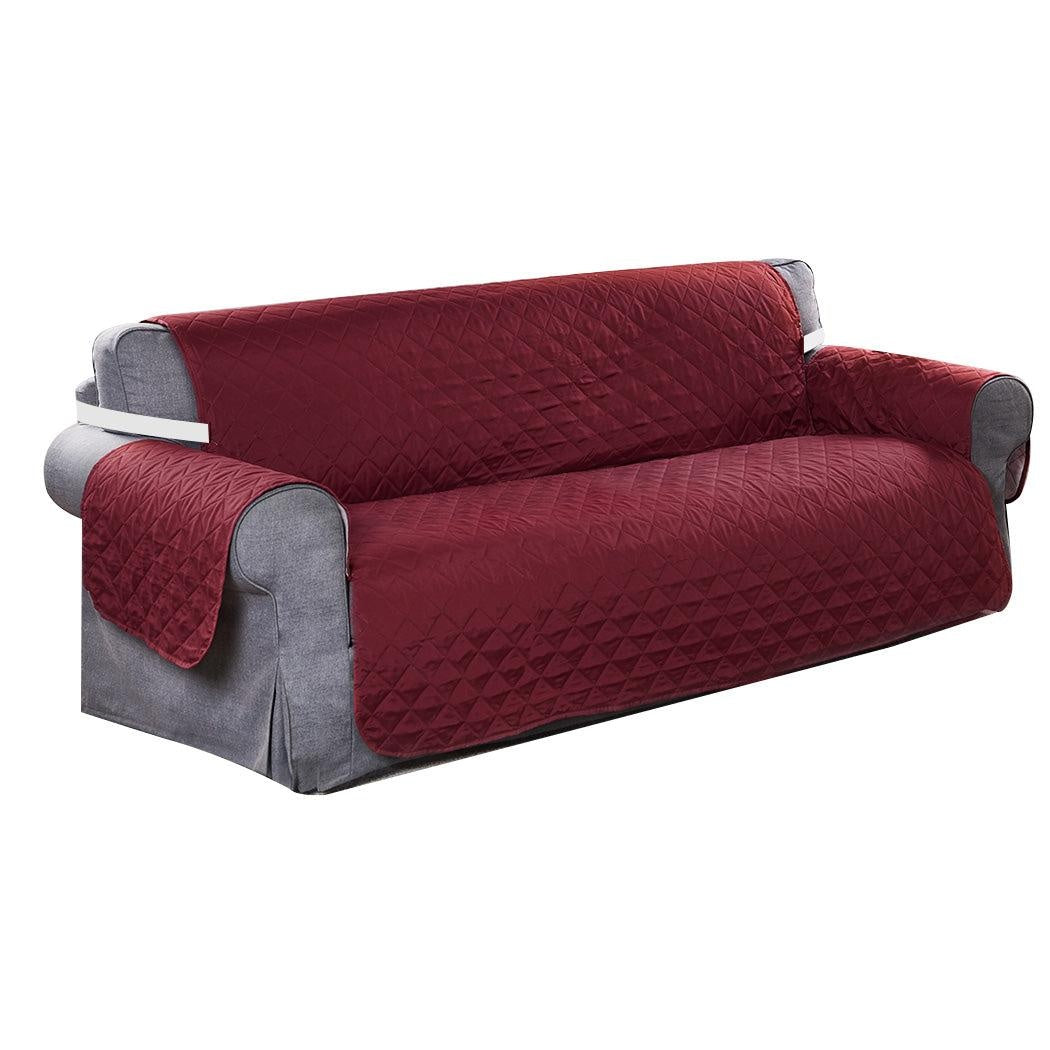 Sofa Cover Couch Lounge Protector Quilted Slipcovers Waterproof Wine 335cm x 218cm Deals499