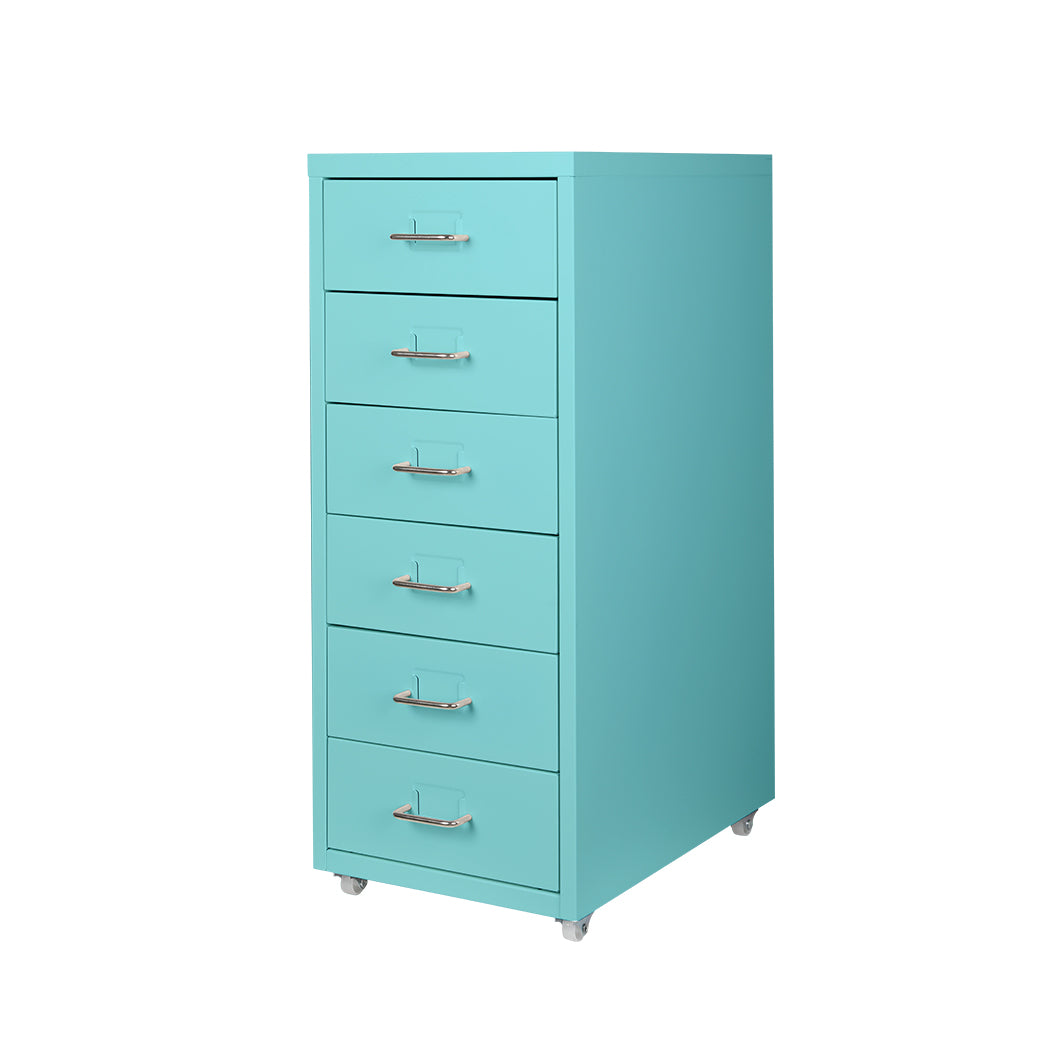 Filing Cabinet Storage Cabinets Steel Metal Home Office Organise 6 Drawer Blue Deals499