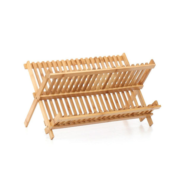 Dish Rack Bamboo Foldable Drainer Drying Dish Holder Plate Utensil Cultery Tray Deals499