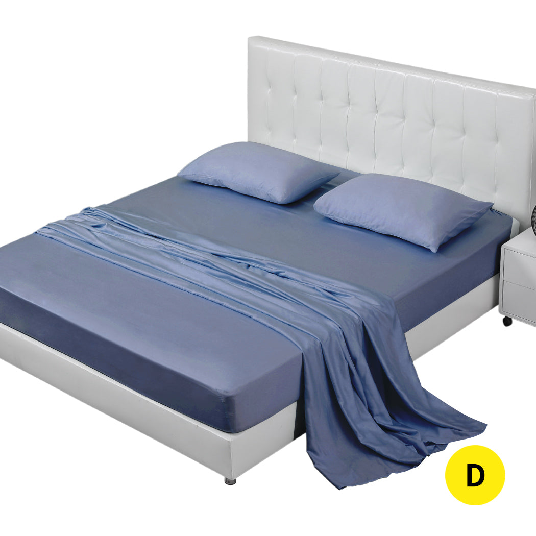 DreamZ 4 Pcs Natural Bamboo Cotton Bed Sheet Set Size Double Bluish Grey Deals499