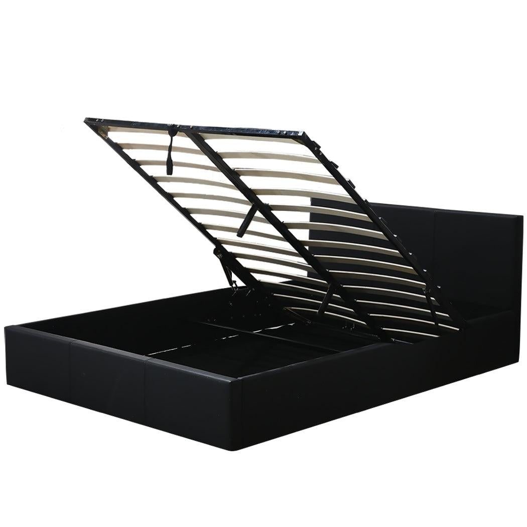 Levede Bed Frame Gas Lift Premium Leather Base Mattress Storage Double Black Deals499
