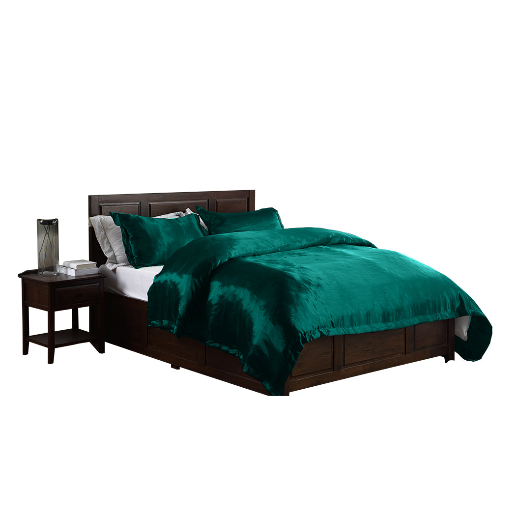 DreamZ Silk Satin Quilt Duvet Cover Set in Single Size in Teal Colour Deals499