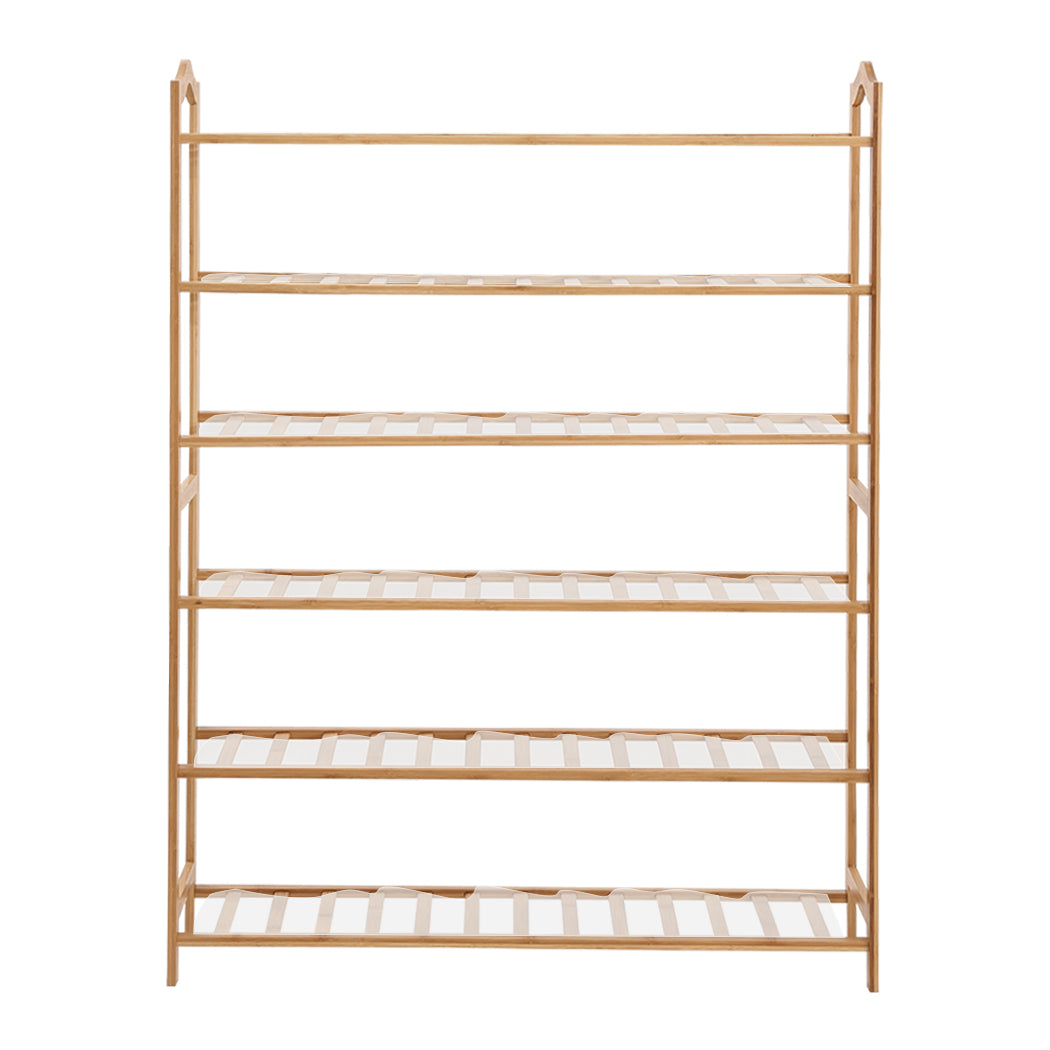 Levede Bamboo Shoe Rack Storage Wooden Organizer Shelf Stand 6 Tiers Layers 70cm Deals499
