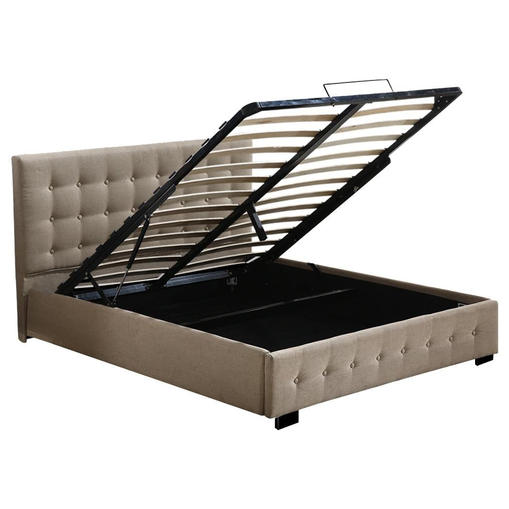 Levede Bed Frame Base With Gas Lift Queen Size Platform Fabric Deals499