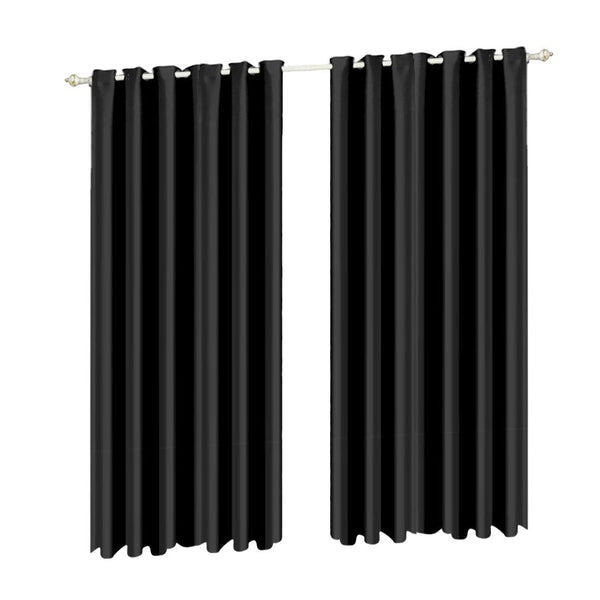 2x Blockout Curtains Panels Blackout 3 Layers Eyelet Room Darkening 240x230cm Deals499
