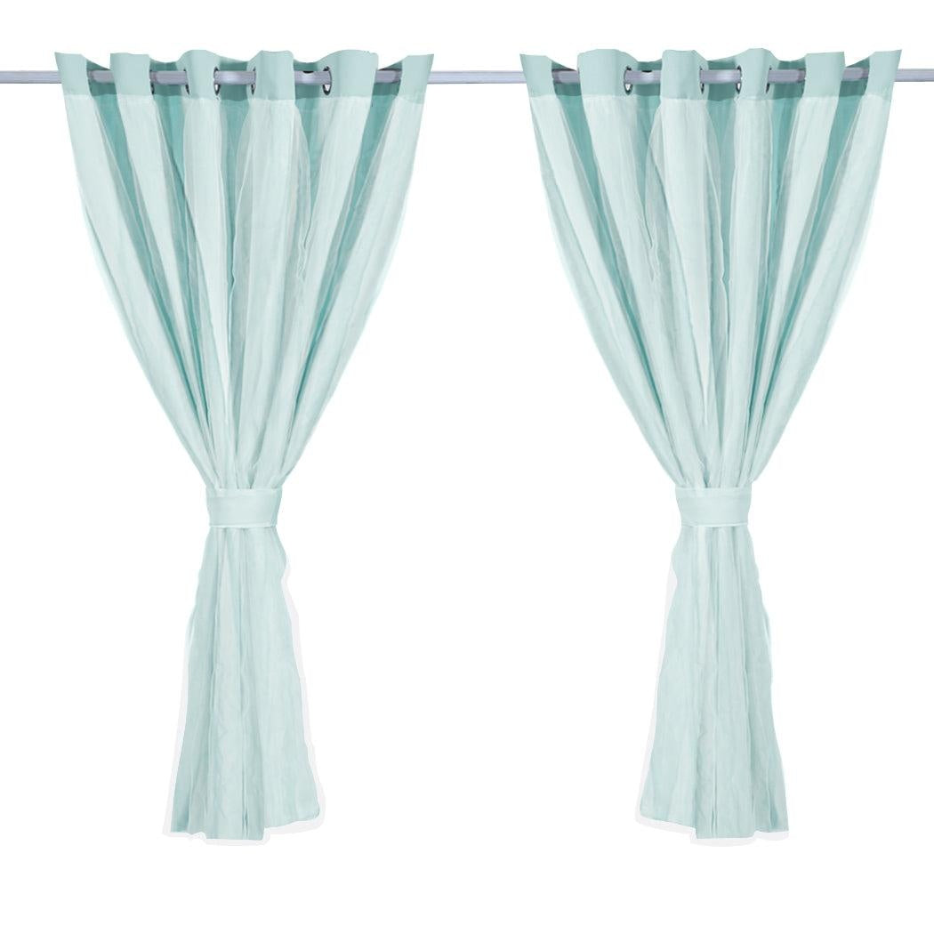 2x Blockout Curtains Panels 3 Layers with Gauze Room Darkening 240x230cm Aqua Deals499