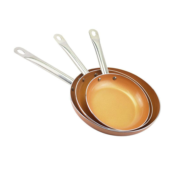 Frypan Frying Pan Non Stick Stainless Steel Fry Pans Lid Cover Cookware Set 3PCS Deals499