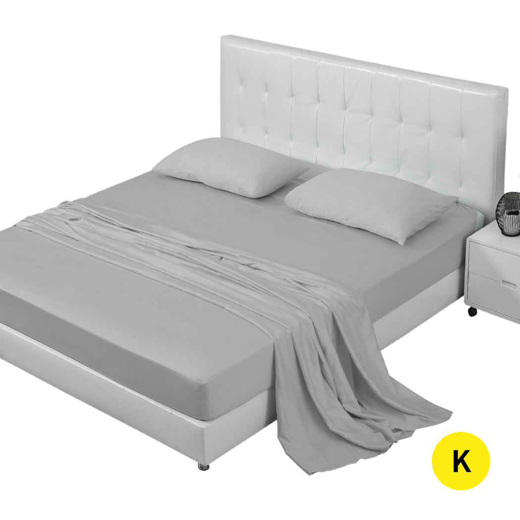 DreamZ 4 Pcs Natural Bamboo Cotton Bed Sheet Set in Size King Grey Deals499