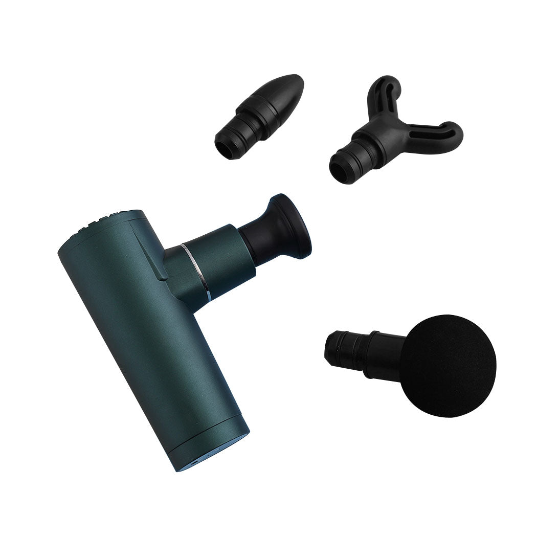 Mini Massage Gun Massager Muscle Vibrating Relaxing Tissue Percussion 4 Head USB Deals499