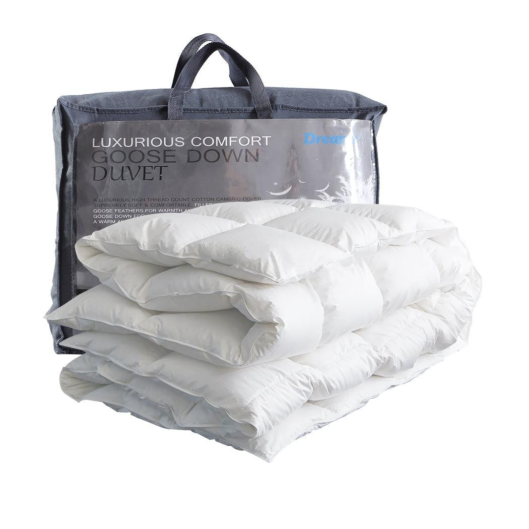 DreamZ 500GSM All Season Goose Down Feather Filling Duvet in Super King Size Deals499