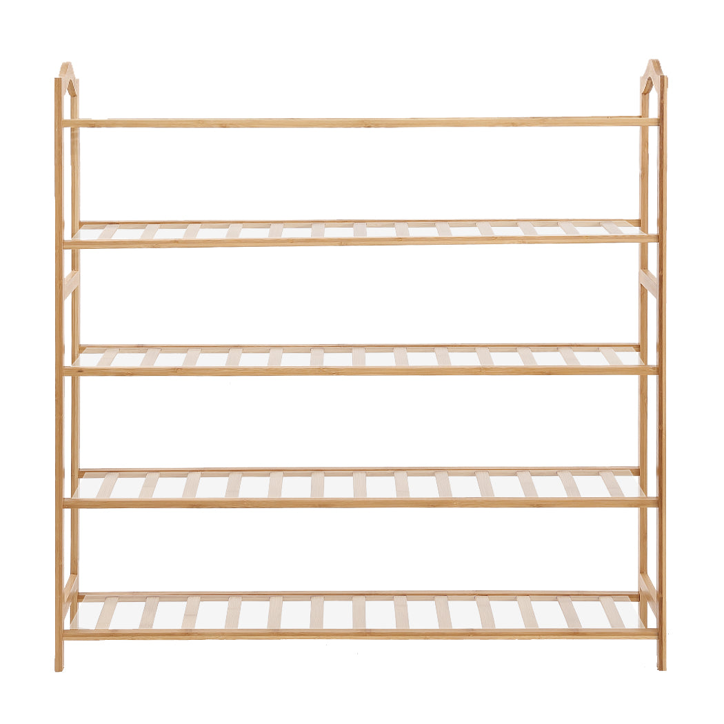 Levede Bamboo Shoe Rack Storage Wooden Organizer Shelf Stand 5 Tiers Layers 90cm Deals499