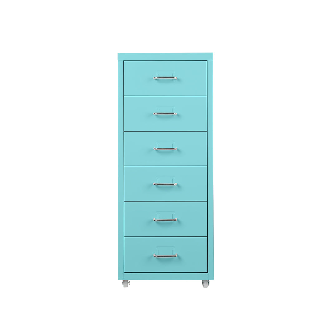 Filing Cabinet Storage Cabinets Steel Metal Home Office Organise 6 Drawer Blue Deals499