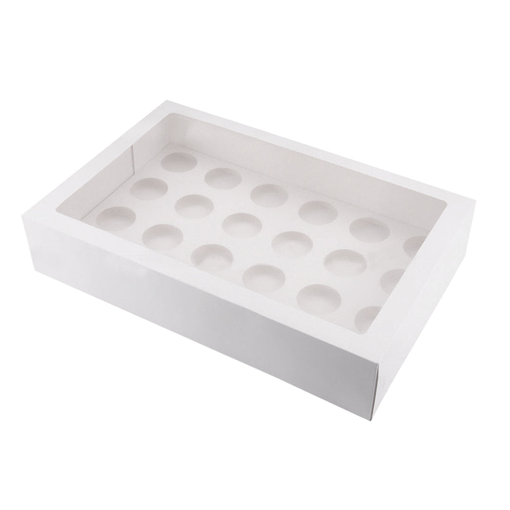 24 Holes Cupcake Boxes 5/20 Pk Window Face With Inserts Cake Boxes Board Deals499